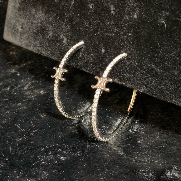 Luxury Silver & Rhinestone Hoop Earrings